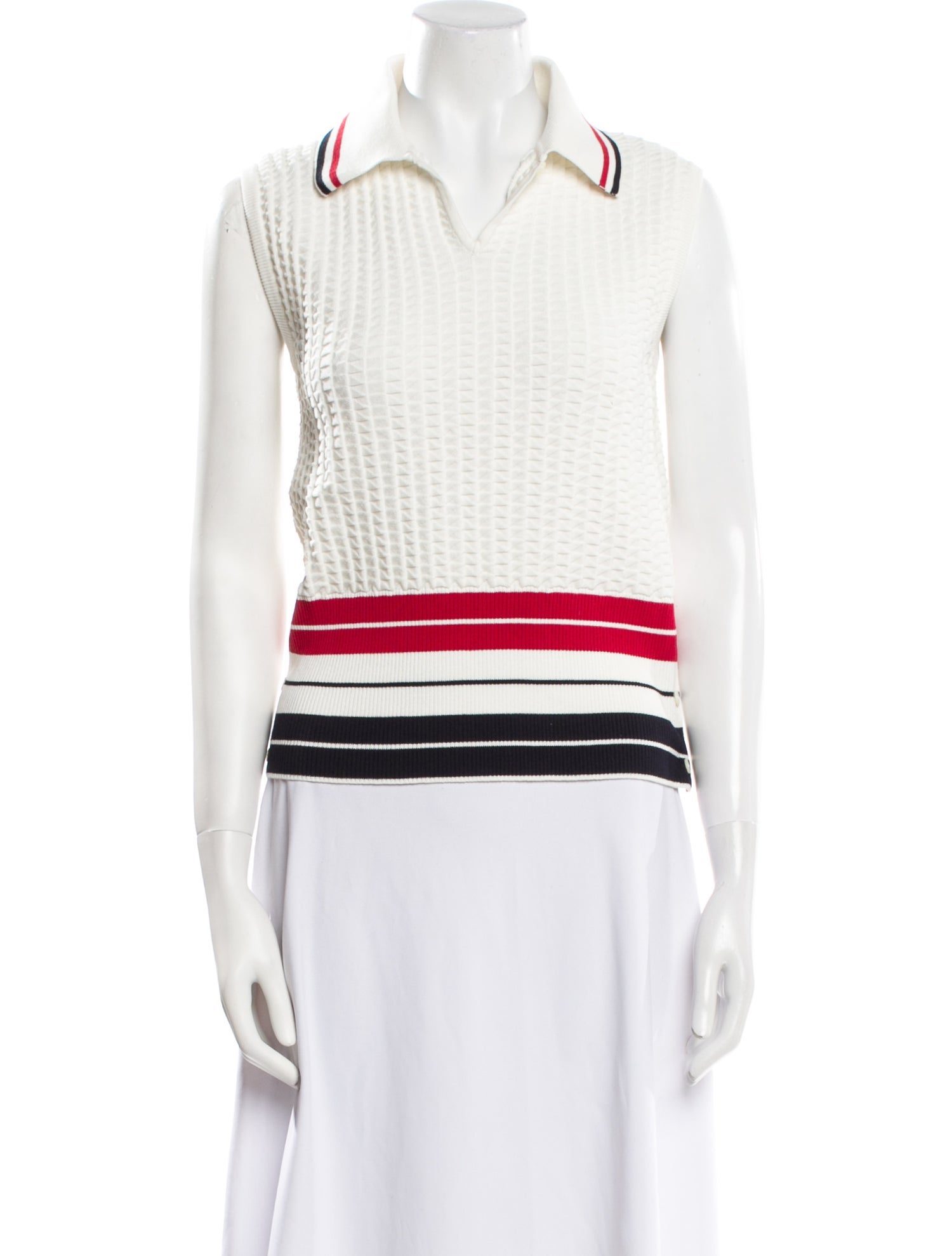 Thom Browne Striped Sleeveless Polo