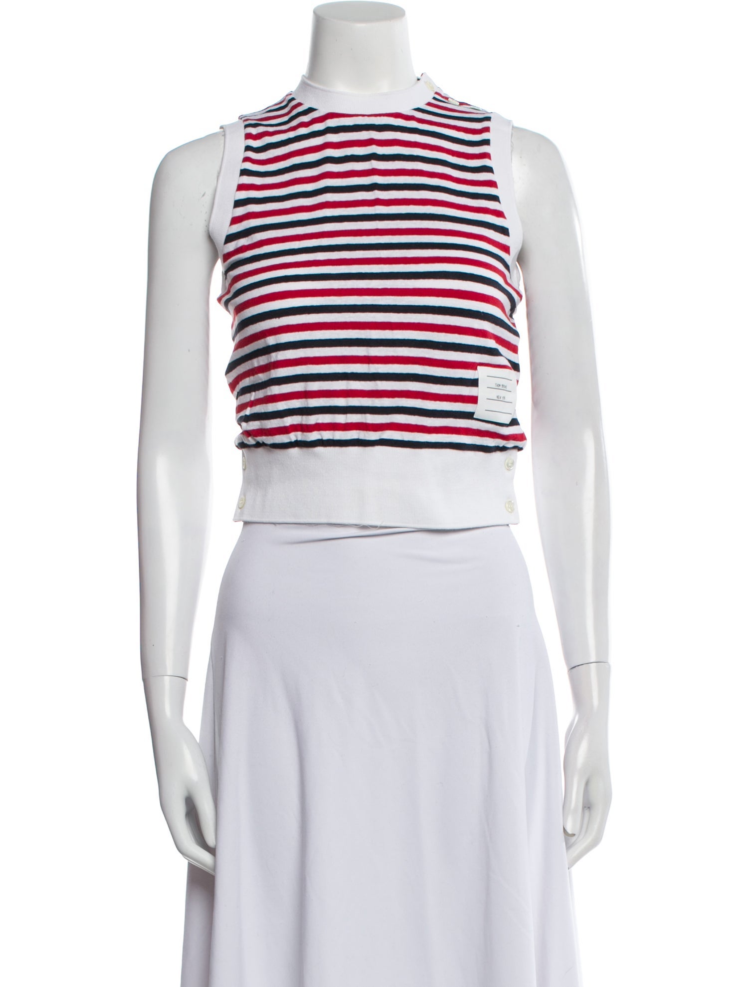 Thom Browne Stripe Jersey Shell Linen Crop Top