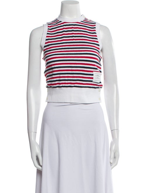 Thom Browne Stripe Jersey Shell Linen Crop Top