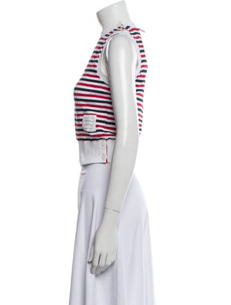 Thom Browne Stripe Jersey Shell Linen Crop Top
