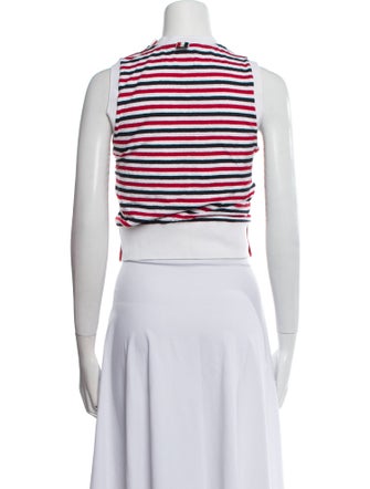 Thom Browne Stripe Jersey Shell Linen Crop Top