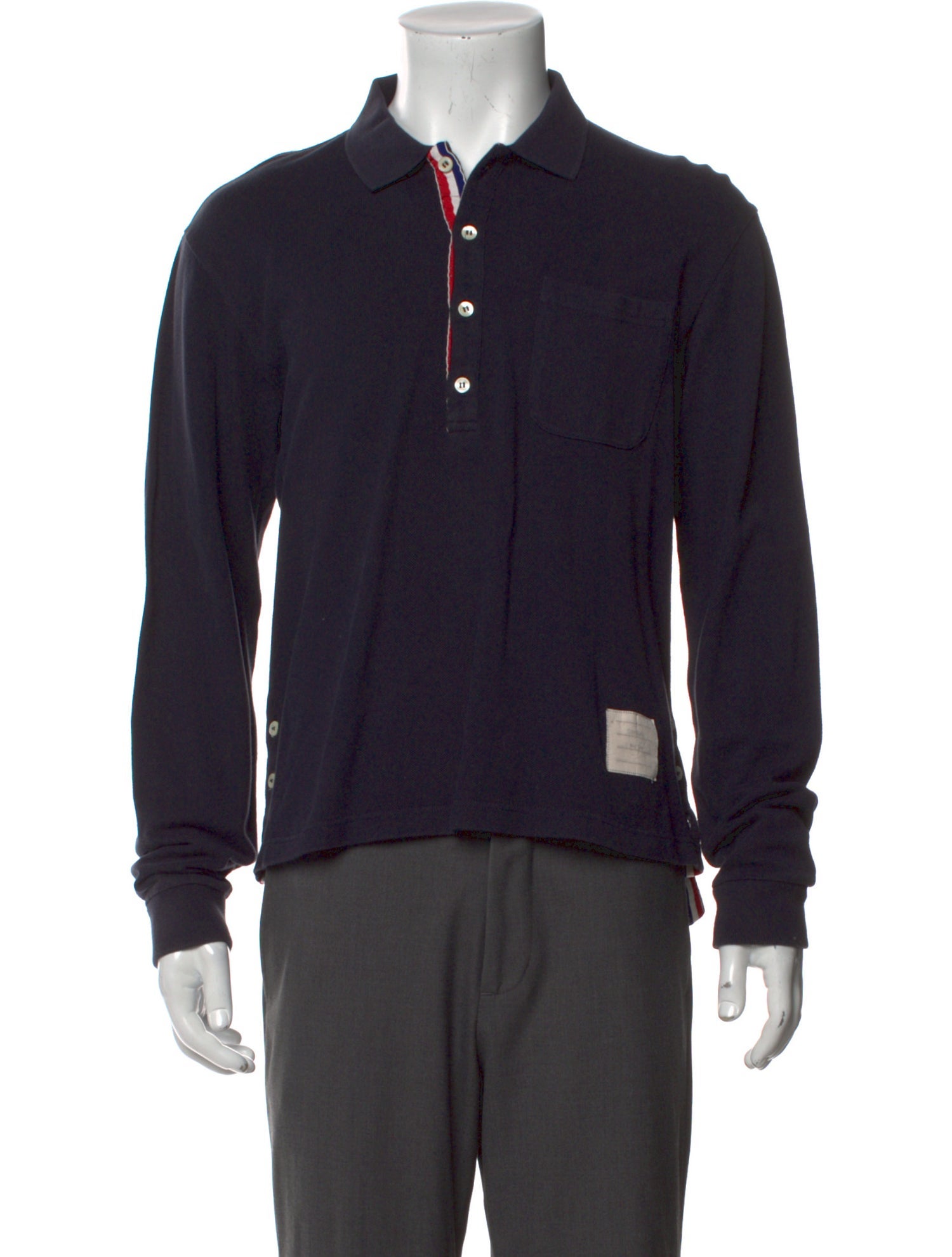 Thom Browne Collar Long Sleeve Polo Shirt