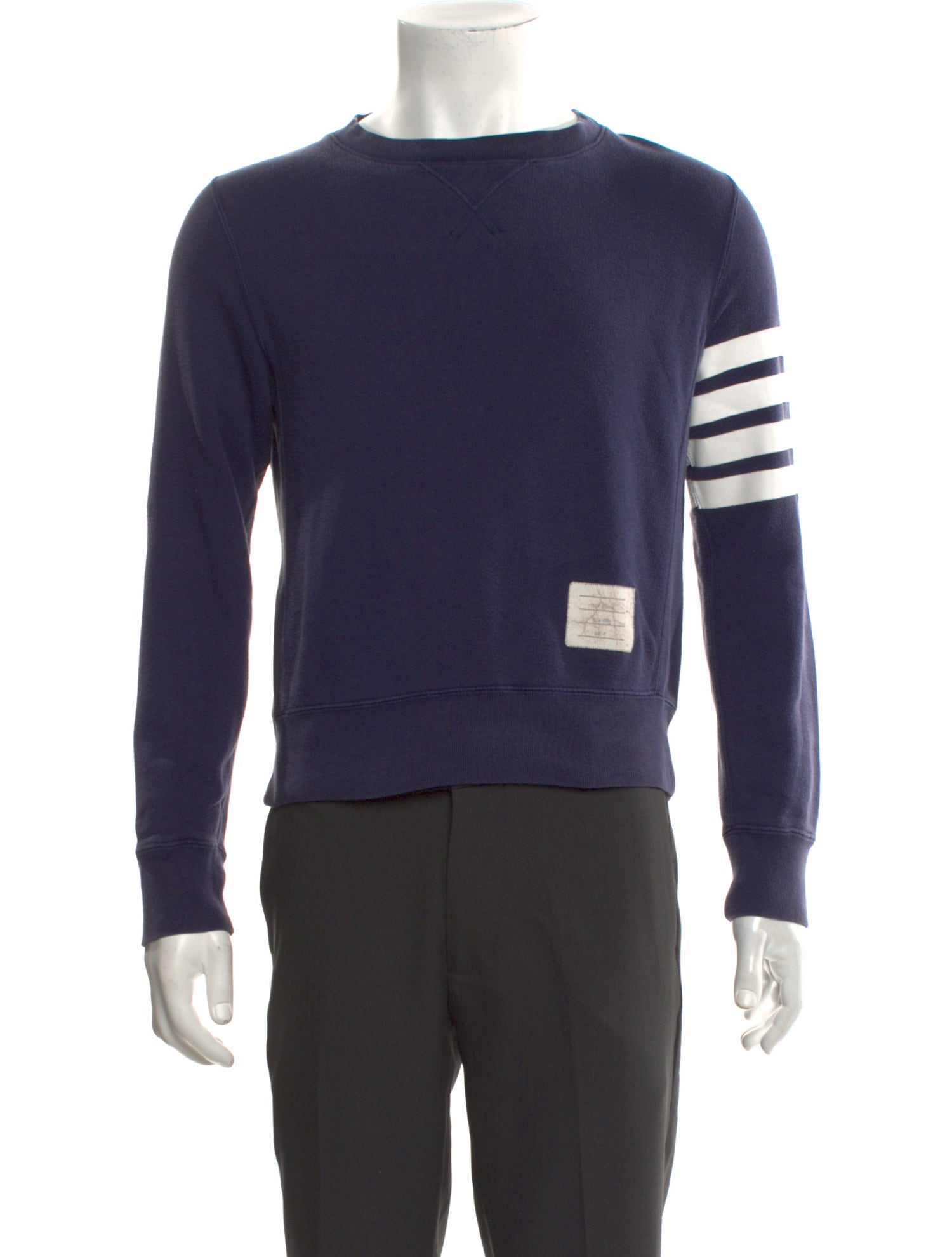 Thom Browne 4-Bar Crewneck Striped Sweatshirt