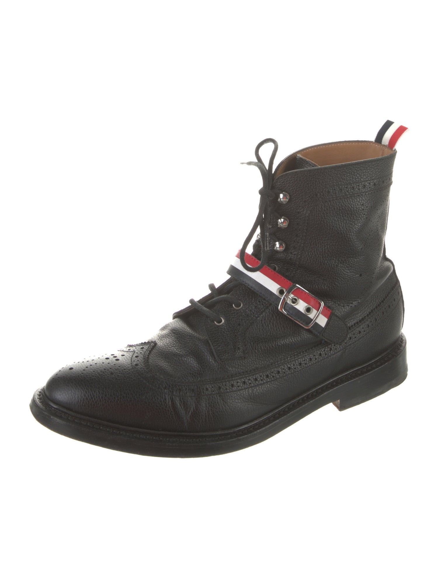 Thom Browne Leather Lasercut Accents Lace-Up Boots