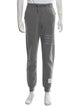 Thom Browne Loopback Mending 4-Bar Embroidered Accent Lounge Bottoms