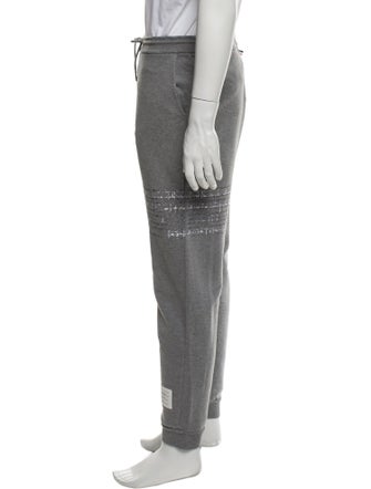 Thom Browne Loopback Mending 4-Bar Embroidered Accent Lounge Bottoms