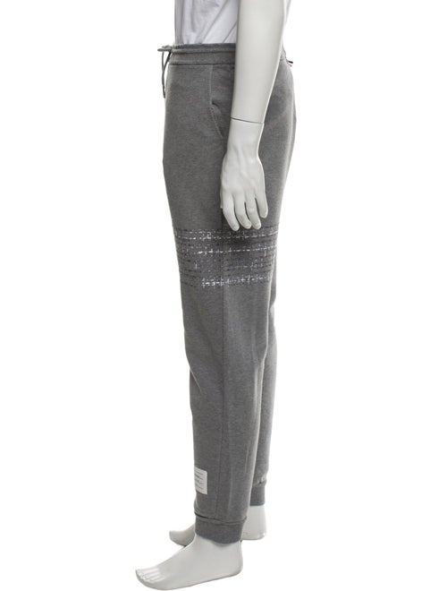 Thom Browne Loopback Mending 4-Bar Embroidered Accent Lounge Bottoms
