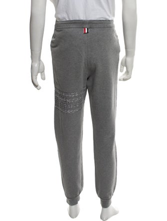 Thom Browne Loopback Mending 4-Bar Embroidered Accent Lounge Bottoms