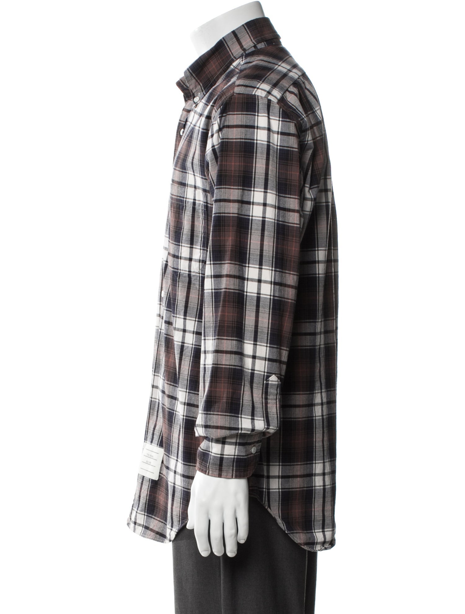 Thom Browne Plaid Print Long Sleeve Western Shirt