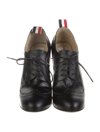 Thom Browne Leather Lasercut Accents T-Strap Pumps