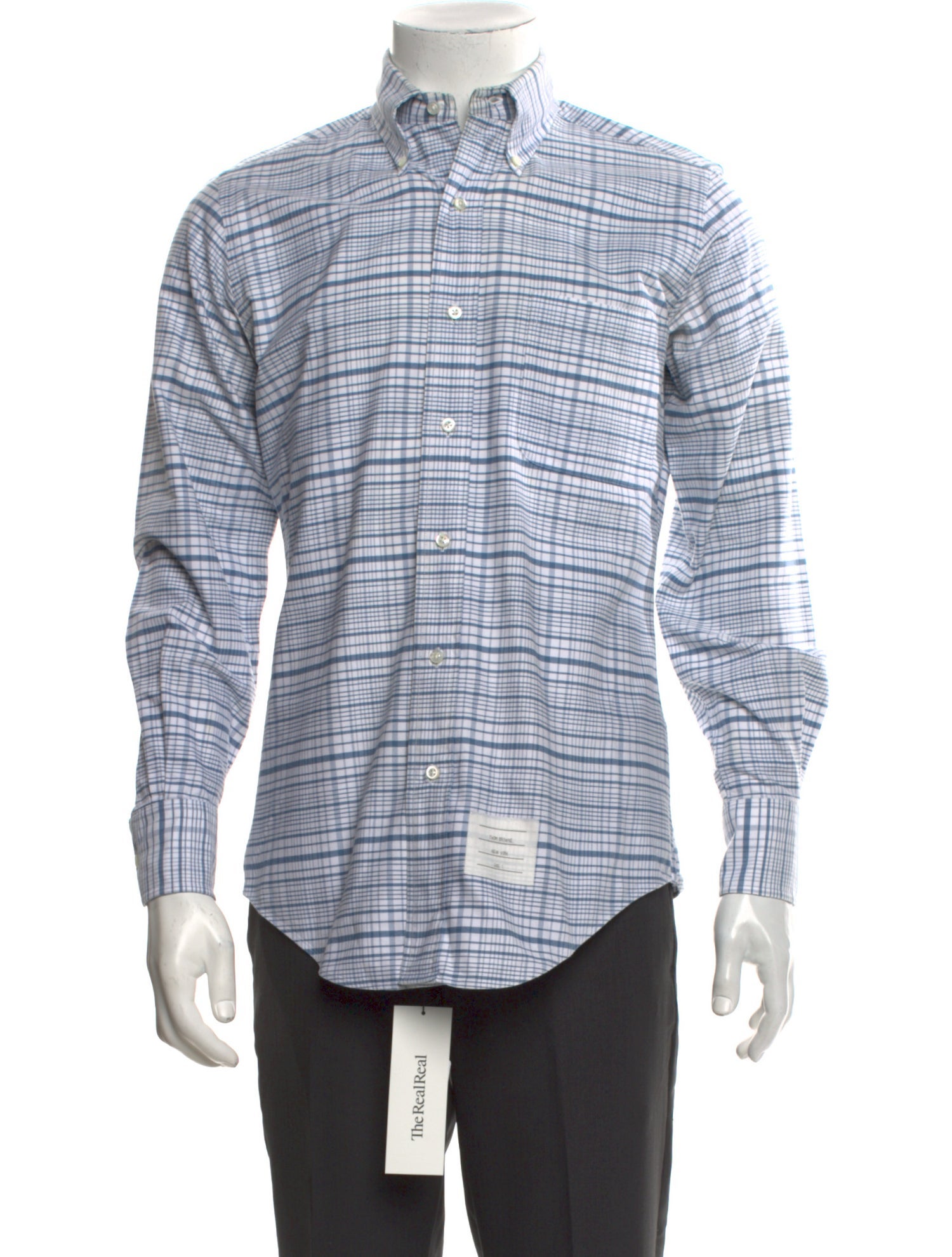 Thom Browne Plaid Print Long Sleeve Shirt