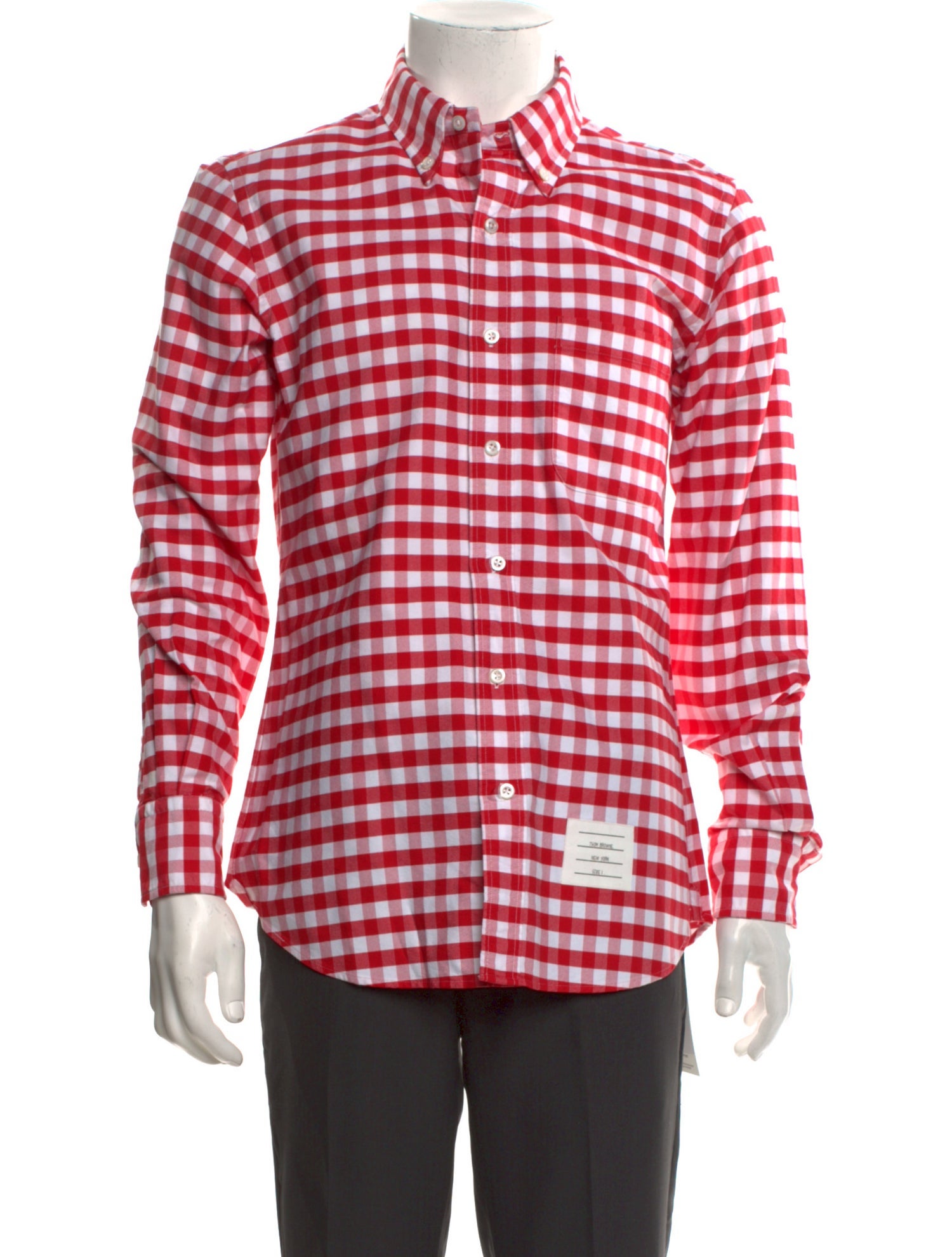 Thom Browne Plaid Print Long Sleeve Shirt