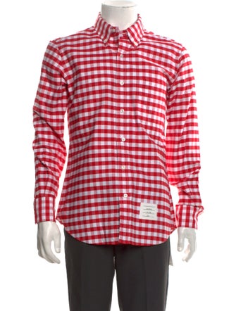 Thom Browne Plaid Print Long Sleeve Shirt