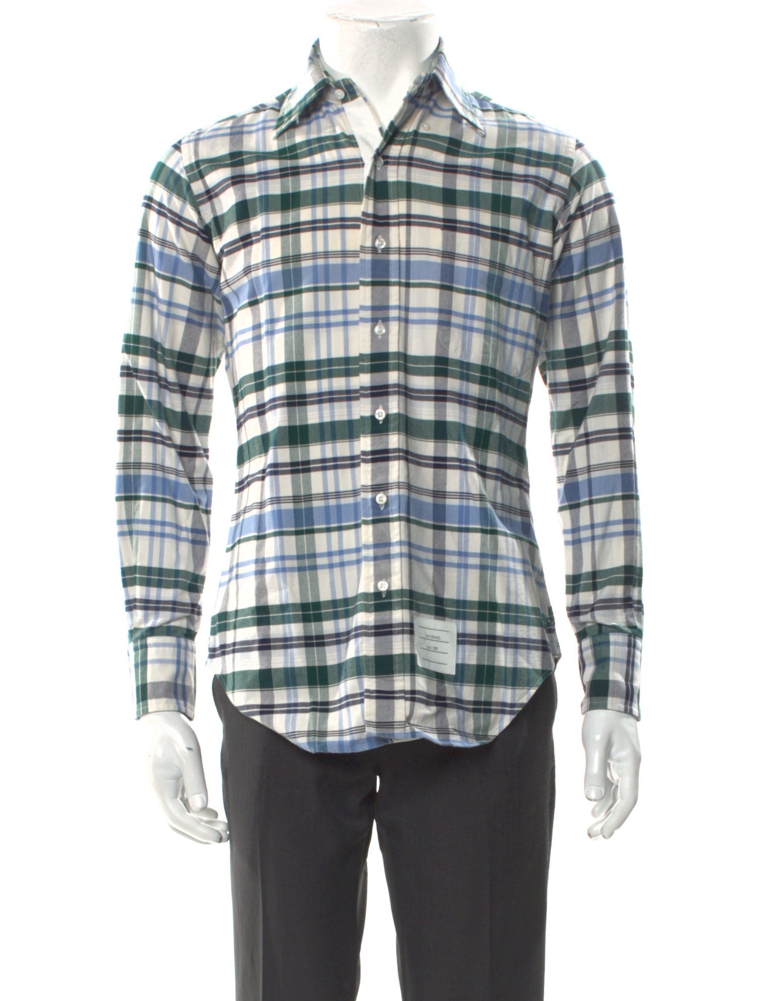 Thom Browne Plaid Print Long Sleeve Shirt