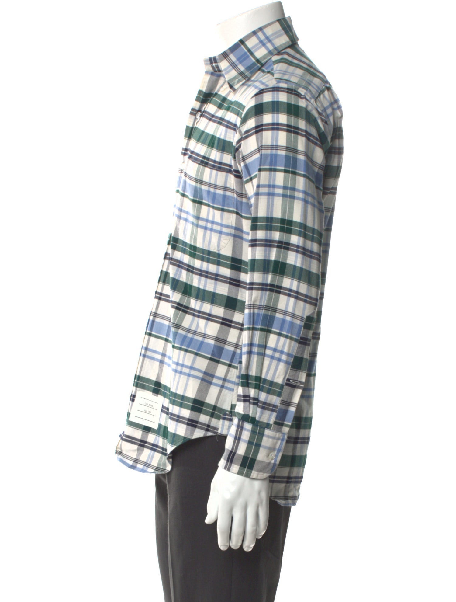 Thom Browne Plaid Print Long Sleeve Shirt