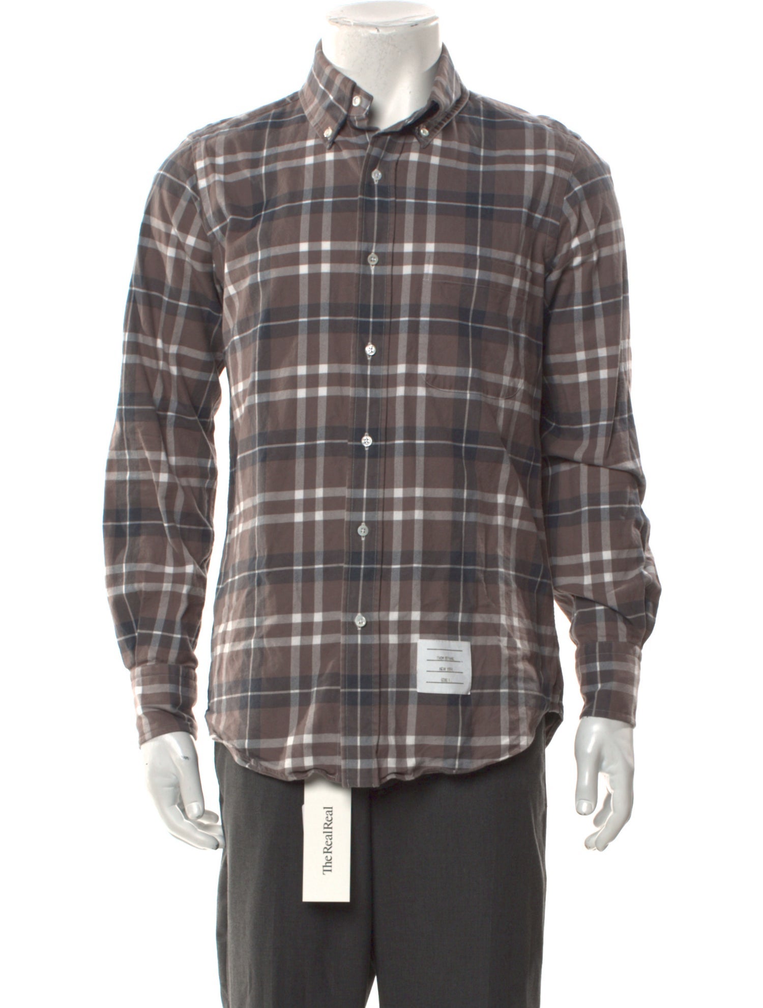 Thom Browne Plaid Print Long Sleeve Shirt