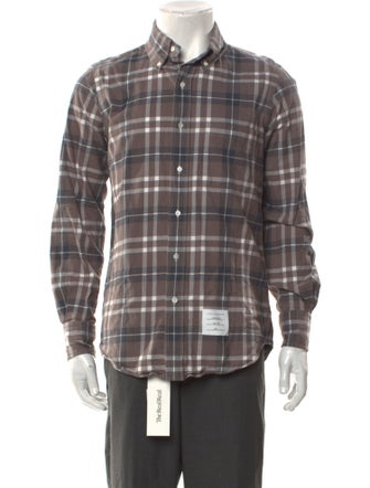 Thom Browne Plaid Print Long Sleeve Shirt