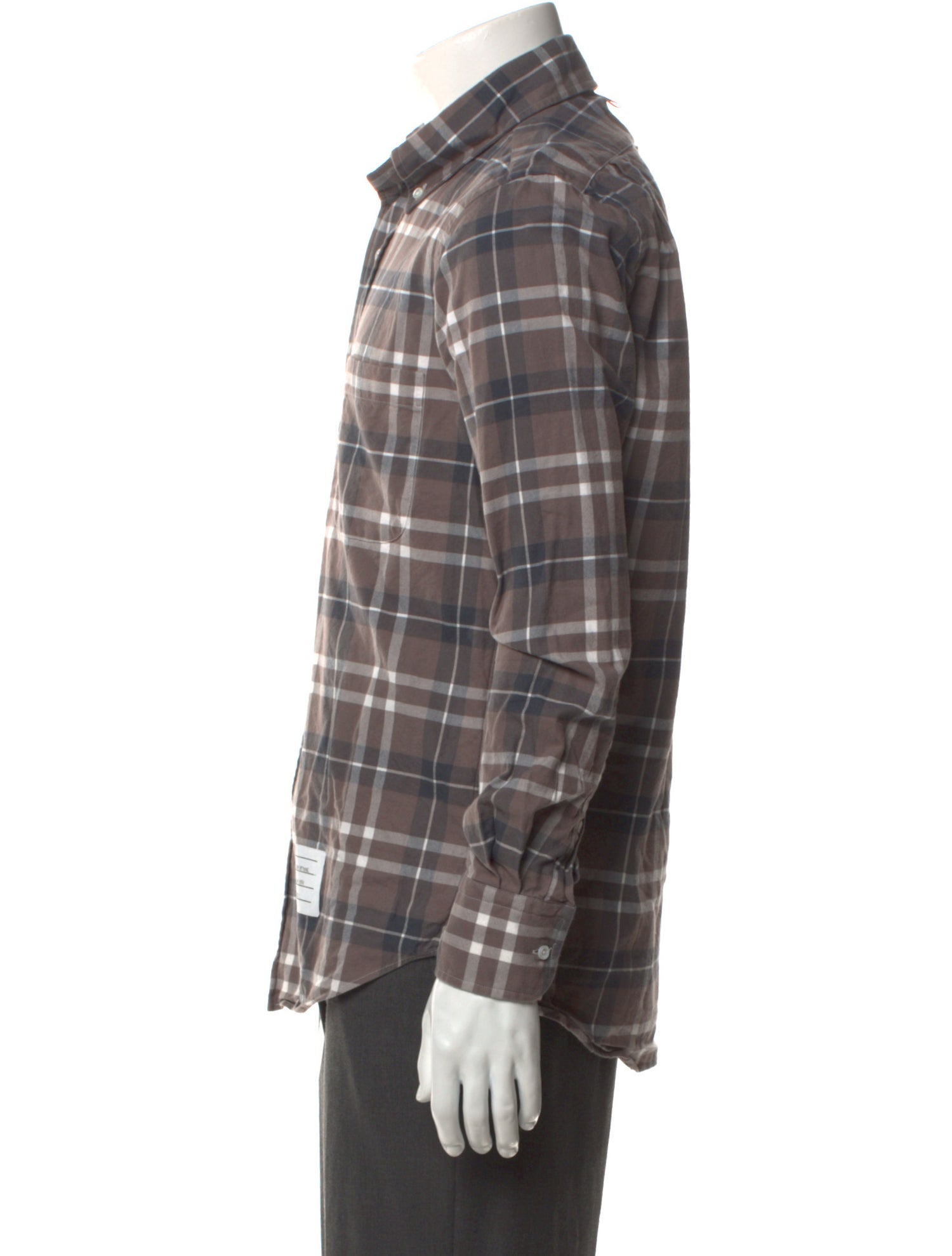 Thom Browne Plaid Print Long Sleeve Shirt