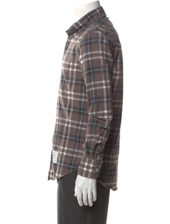 Thom Browne Plaid Print Long Sleeve Shirt