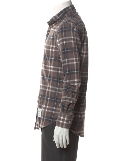 Thom Browne Plaid Print Long Sleeve Shirt