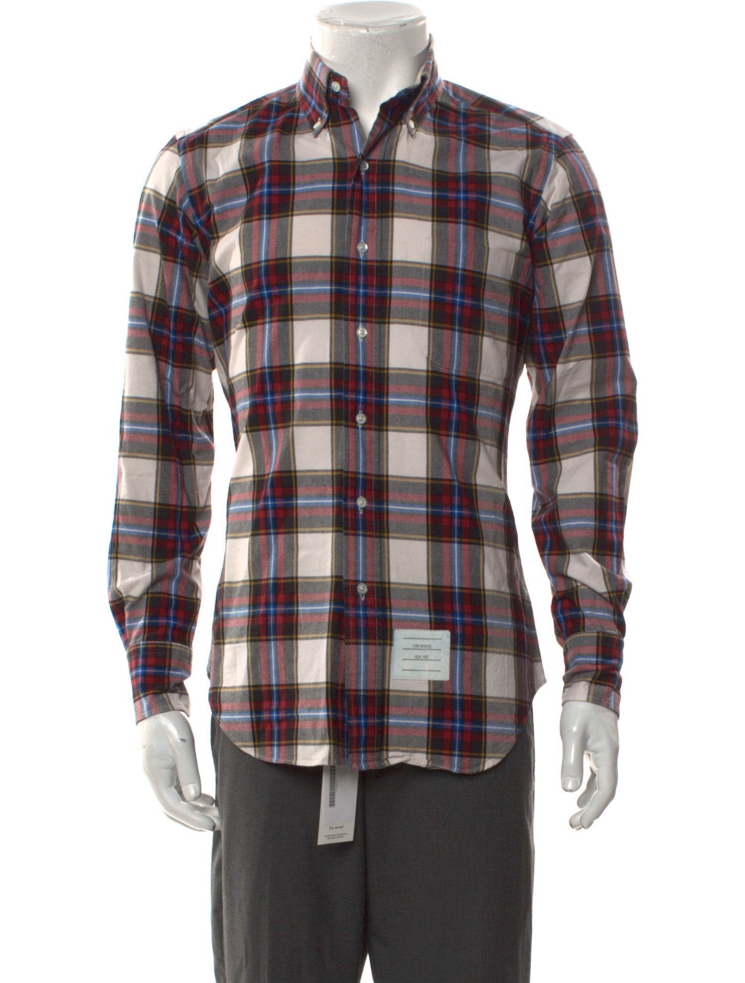 Thom Browne Plaid Print Long Sleeve Shirt