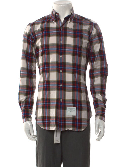 Thom Browne Plaid Print Long Sleeve Shirt