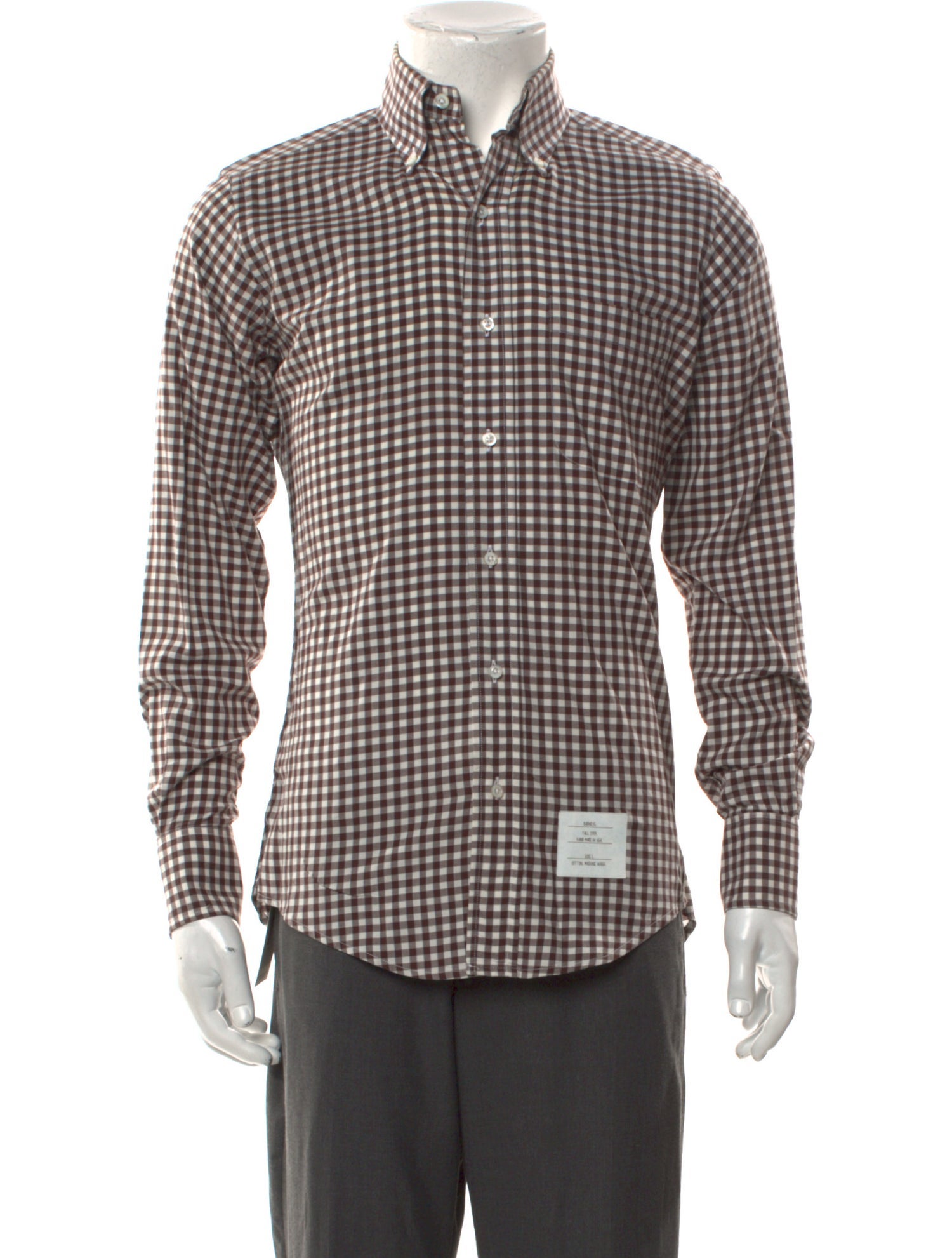Thom Browne Plaid Print Long Sleeve Shirt
