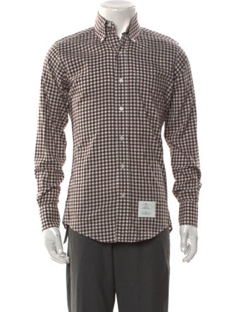 Thom Browne Plaid Print Long Sleeve Shirt