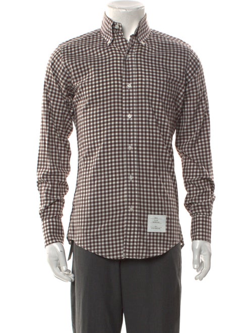 Thom Browne Plaid Print Long Sleeve Shirt