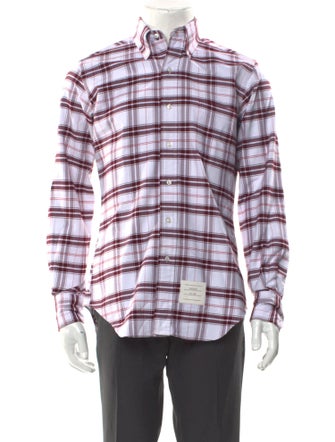 Thom Browne Plaid Print Long Sleeve Dress Shirt
