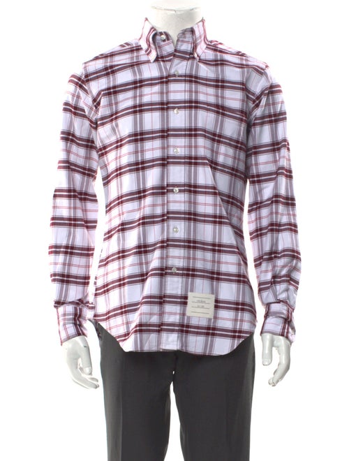 Thom Browne Plaid Print Long Sleeve Dress Shirt