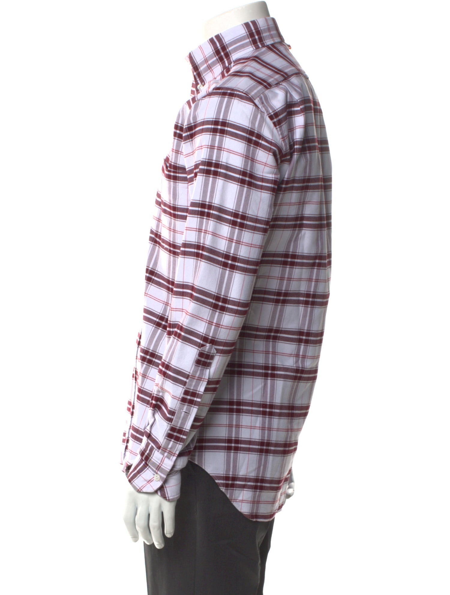Thom Browne Plaid Print Long Sleeve Dress Shirt
