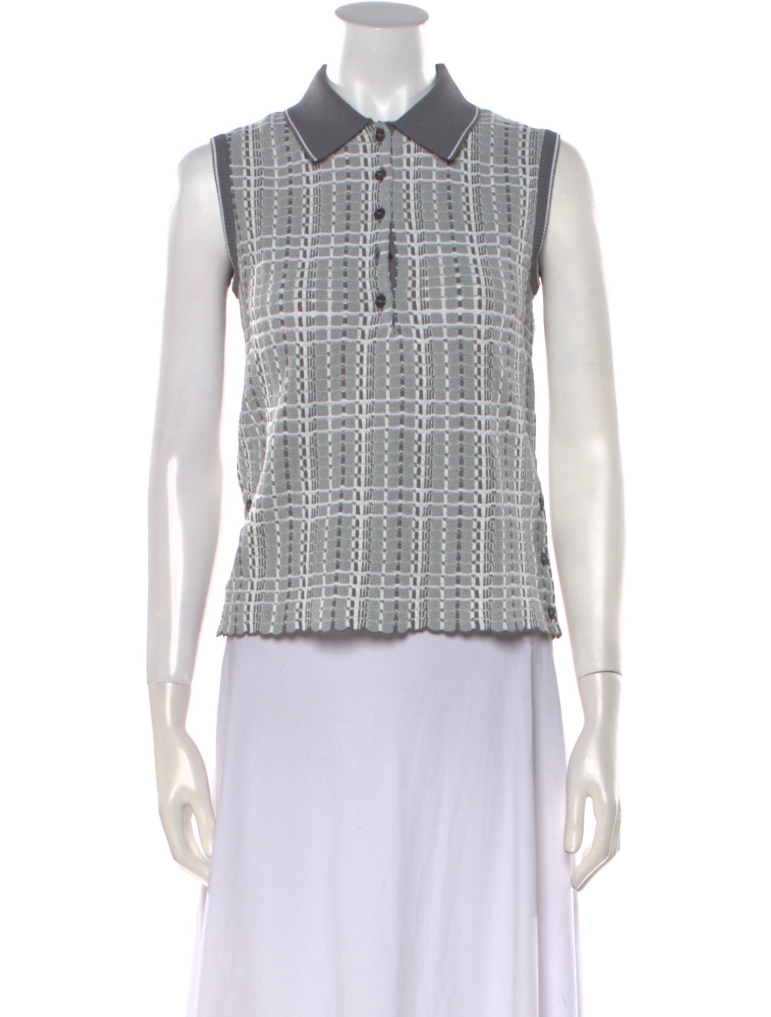 Thom Browne Plaid Print Sleeveless Crop Top