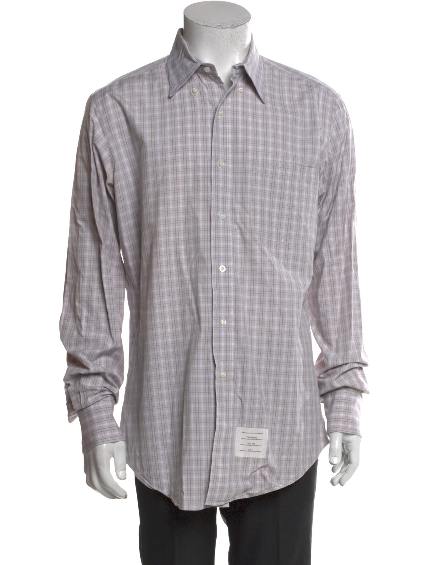 Thom Browne Plaid Print Long Sleeve Shirt