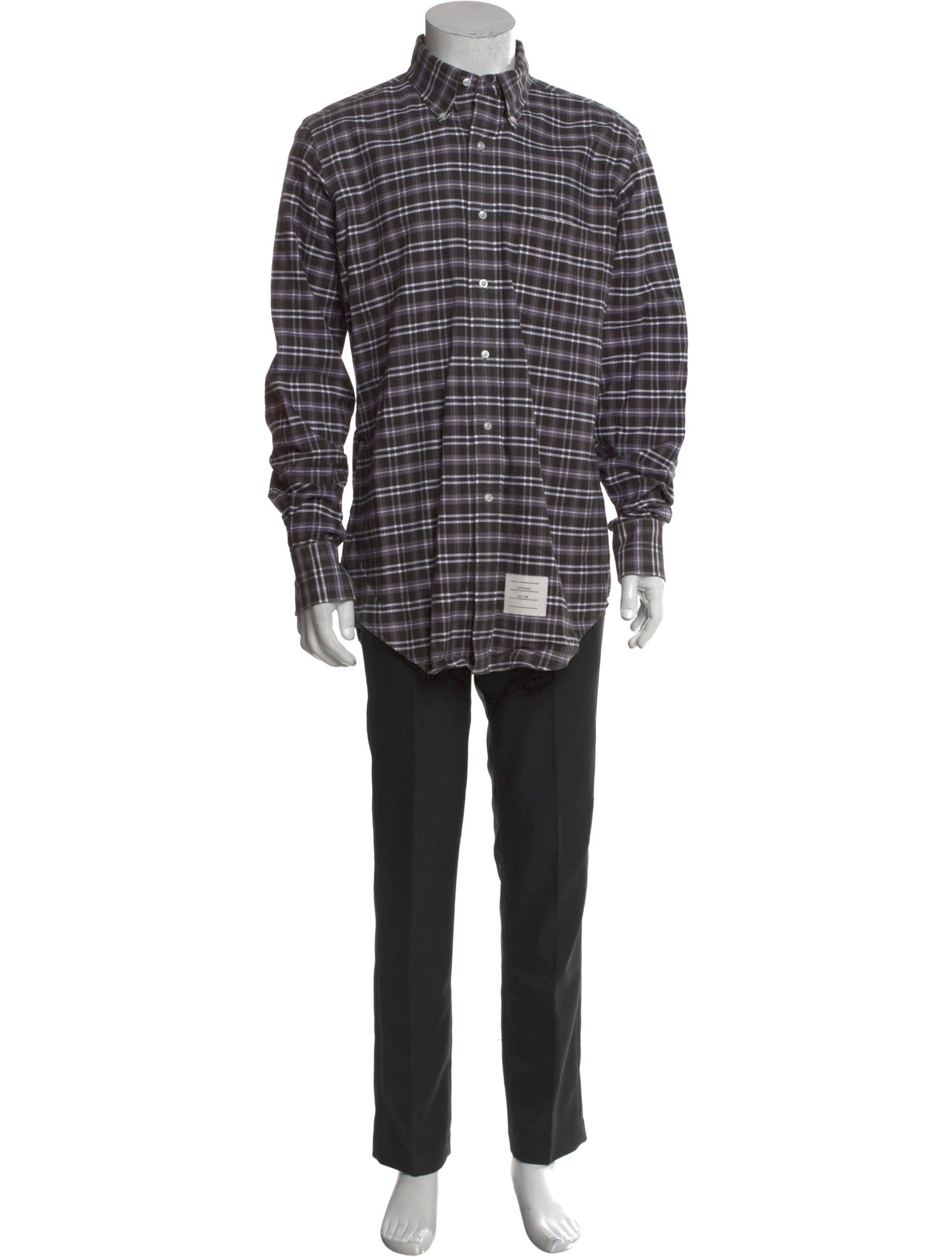 Thom Browne Plaid Print Long Sleeve Shirt