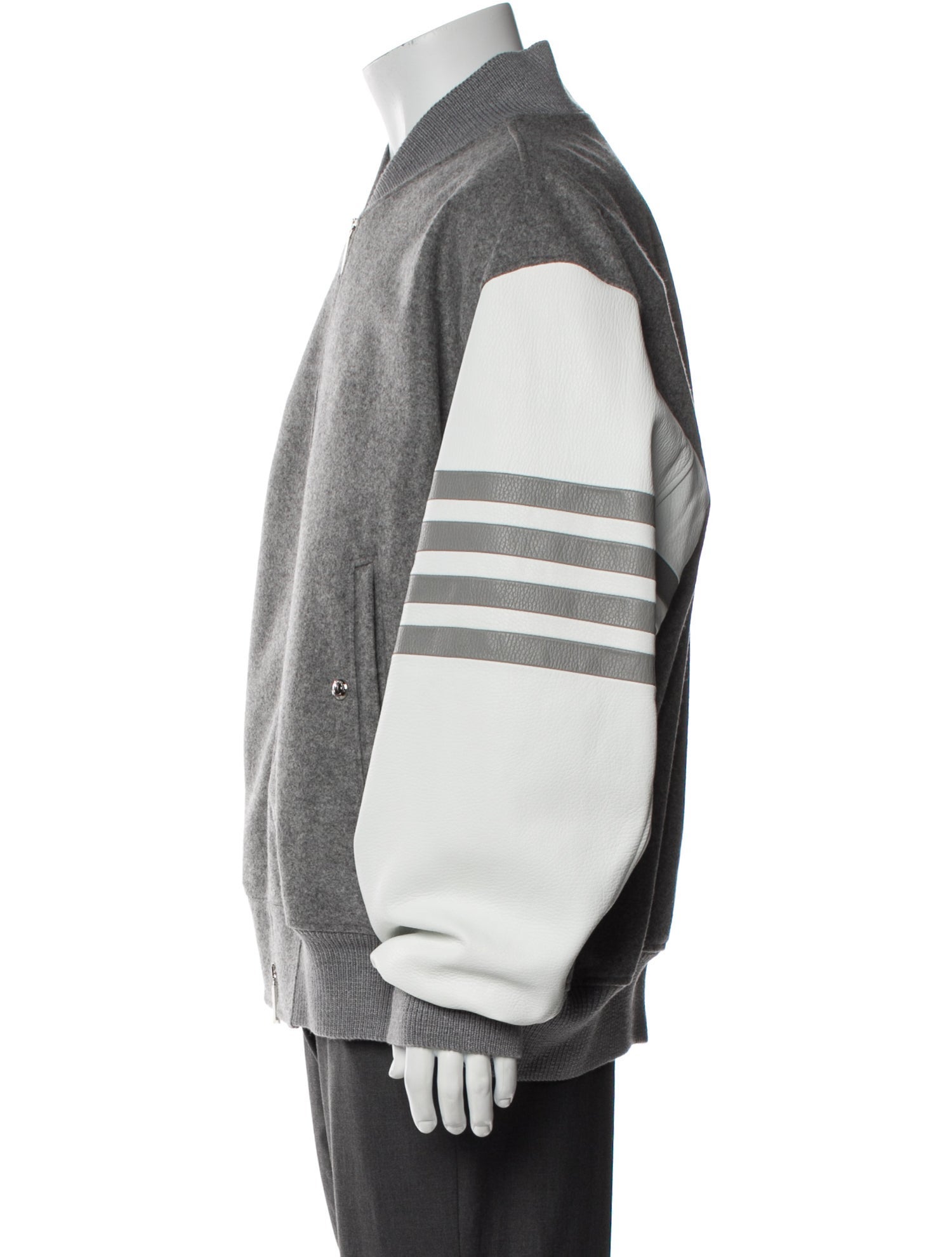 Thom Browne Wool Varsity 4-Bar Wool Bomber Jacket