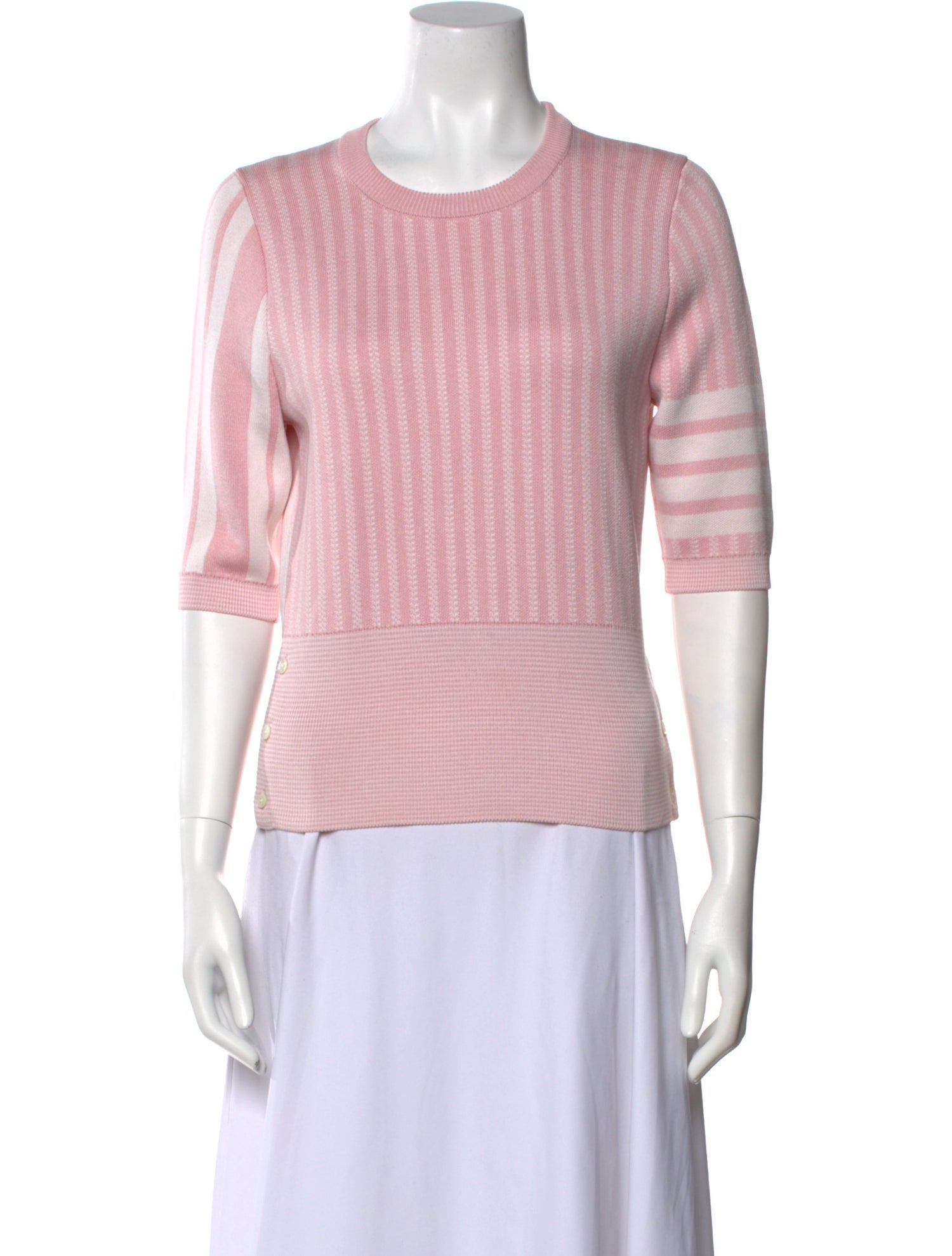 Thom Browne Crew Neck Three-Quarter Sleeve Top