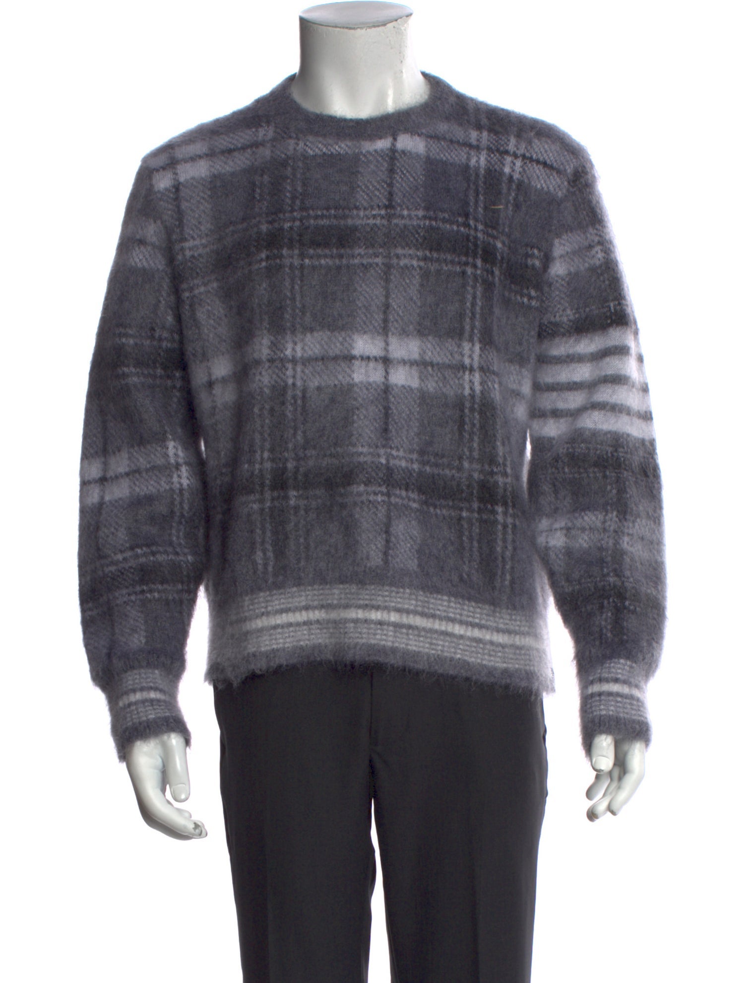 Thom Browne Mohair Plaid Print Pullover