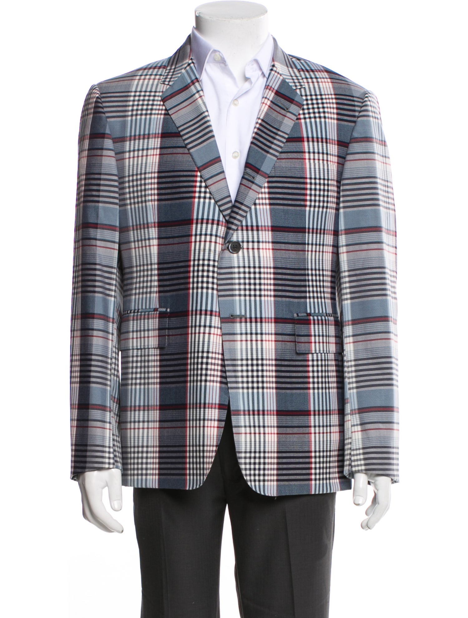 Thom Browne Wool Plaid Print Blazer