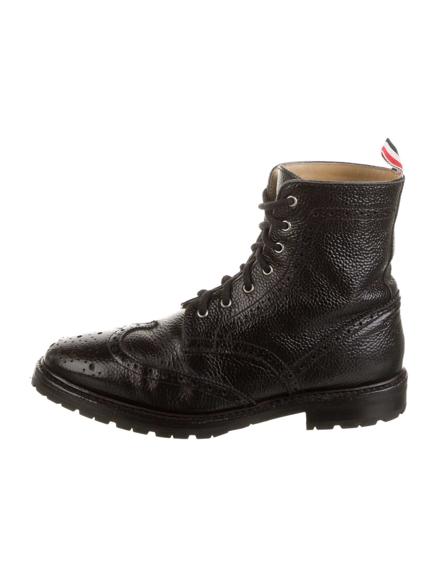 Thom Browne Leather Lasercut Accents Combat Boots