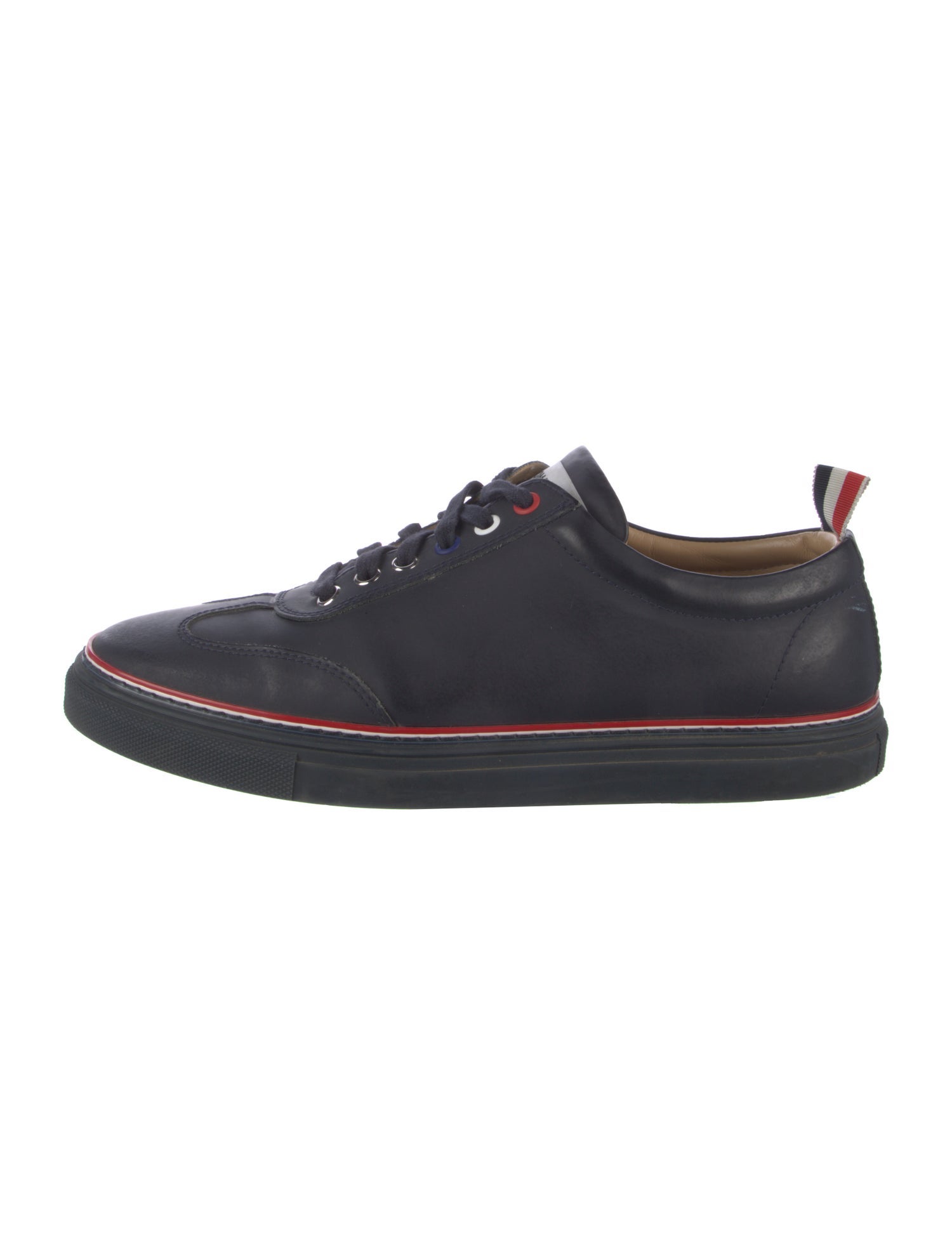 Thom Browne Leather Grosgrain Trim Sneakers