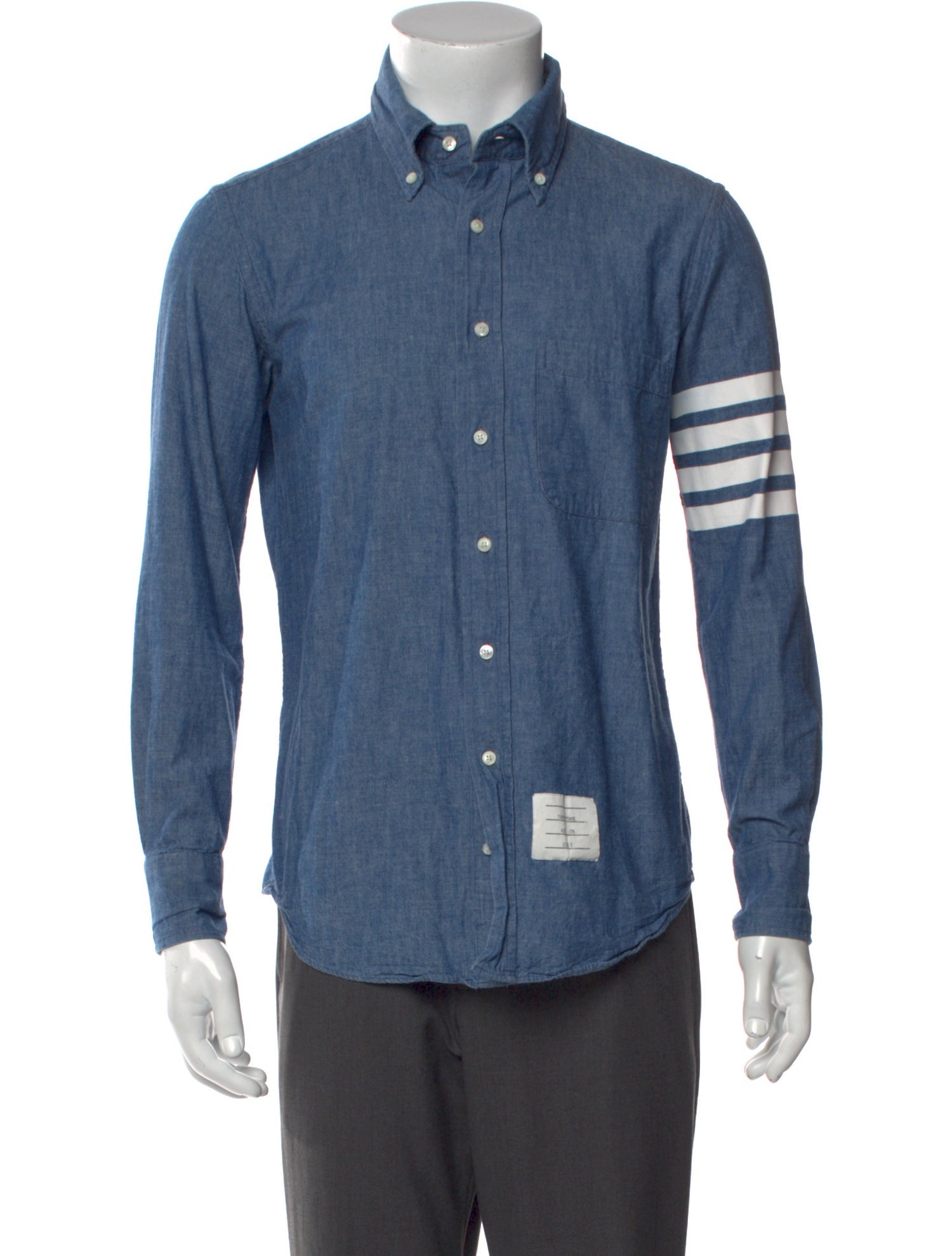 Thom Browne 4-Bar Long Sleeve Denim Shirt