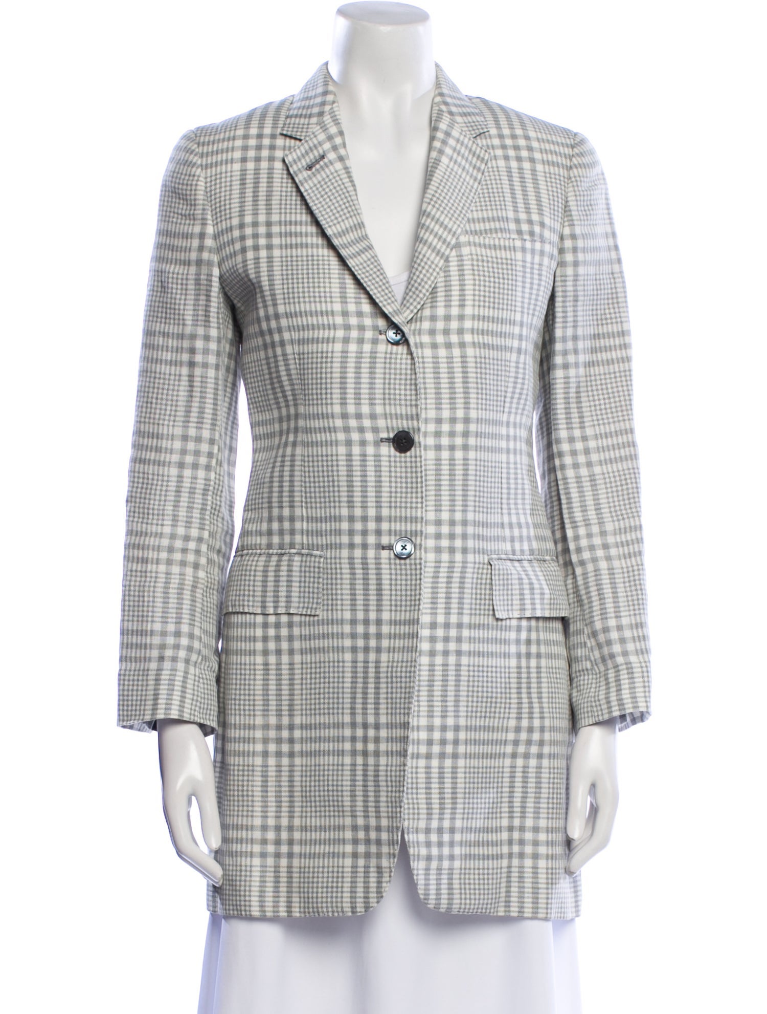 Thom Browne Wool Plaid Print Peacoat