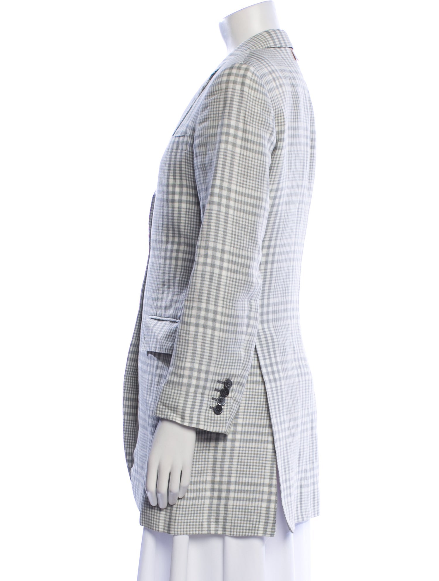 Thom Browne Wool Plaid Print Peacoat
