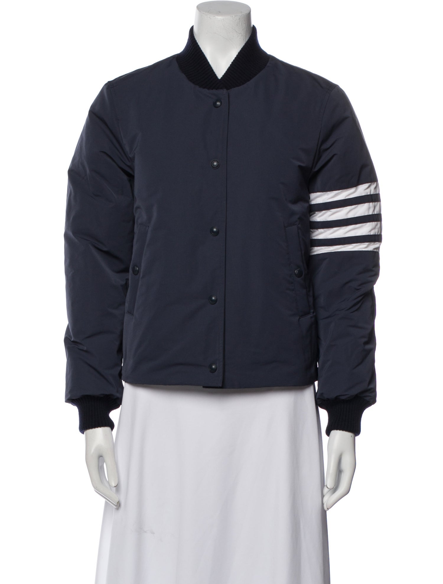 Thom Browne 4-Bar Padded Bomber Graphic Print Down Jacket