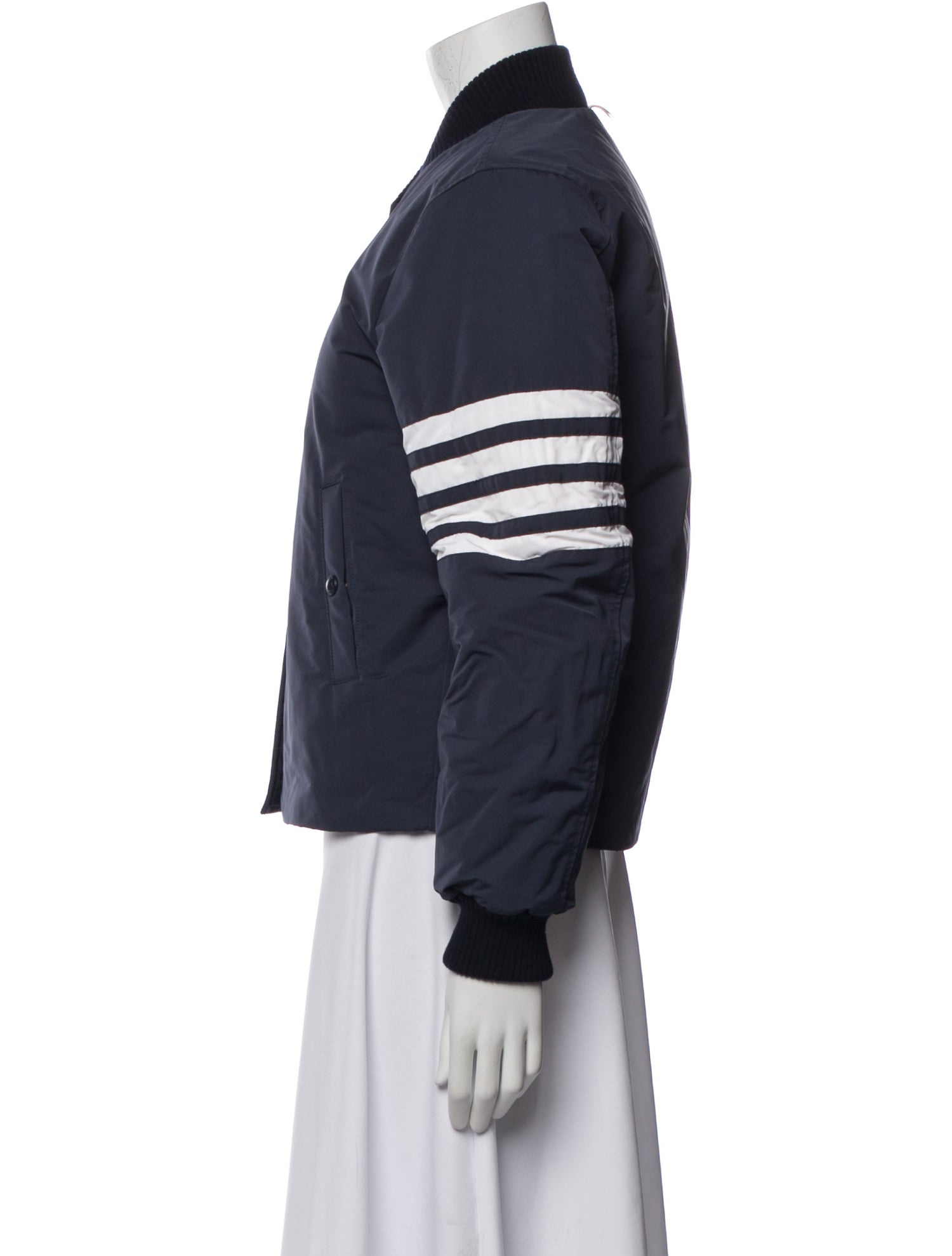 Thom Browne 4-Bar Padded Bomber Graphic Print Down Jacket