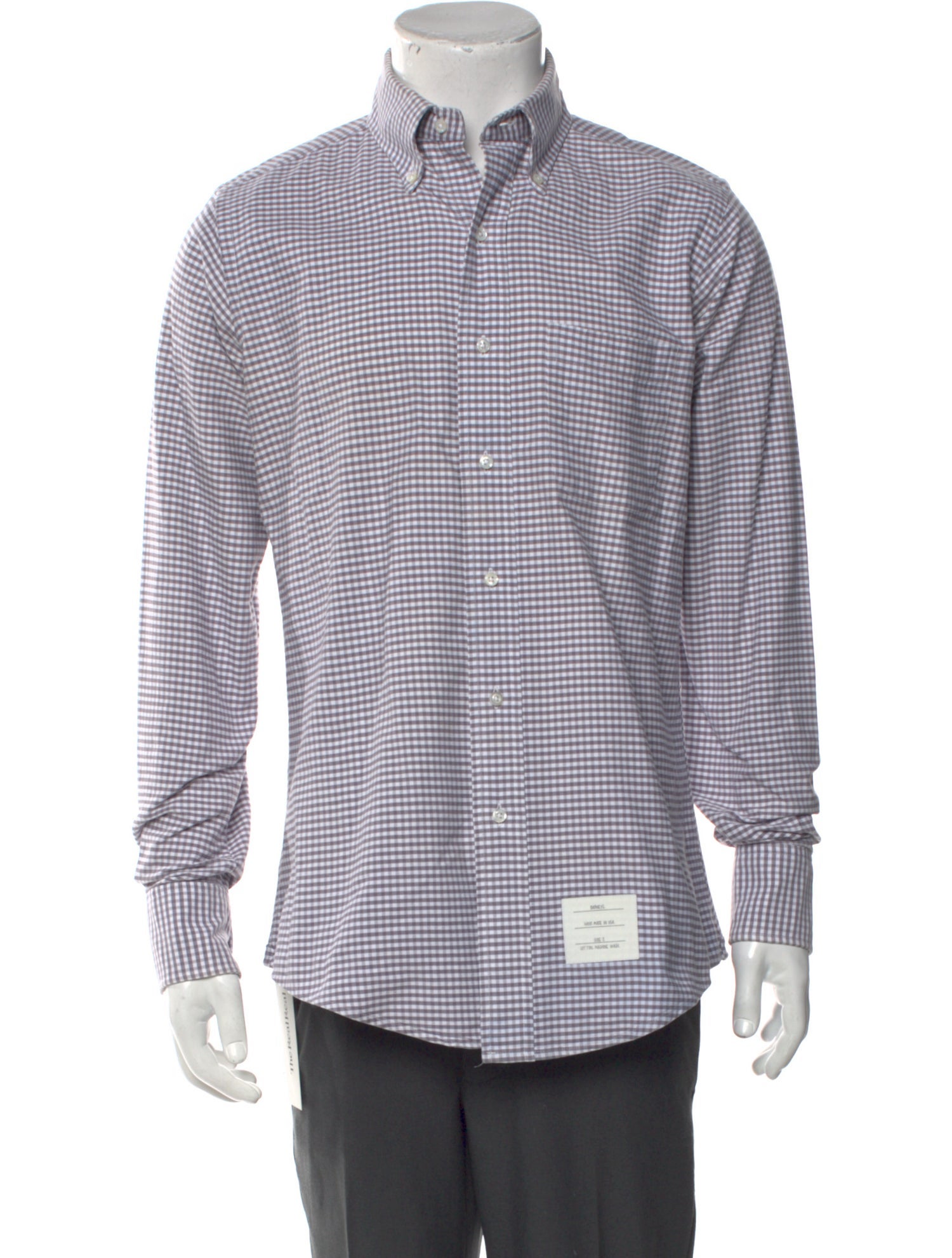 Thom Browne Plaid Print Long Sleeve Shirt