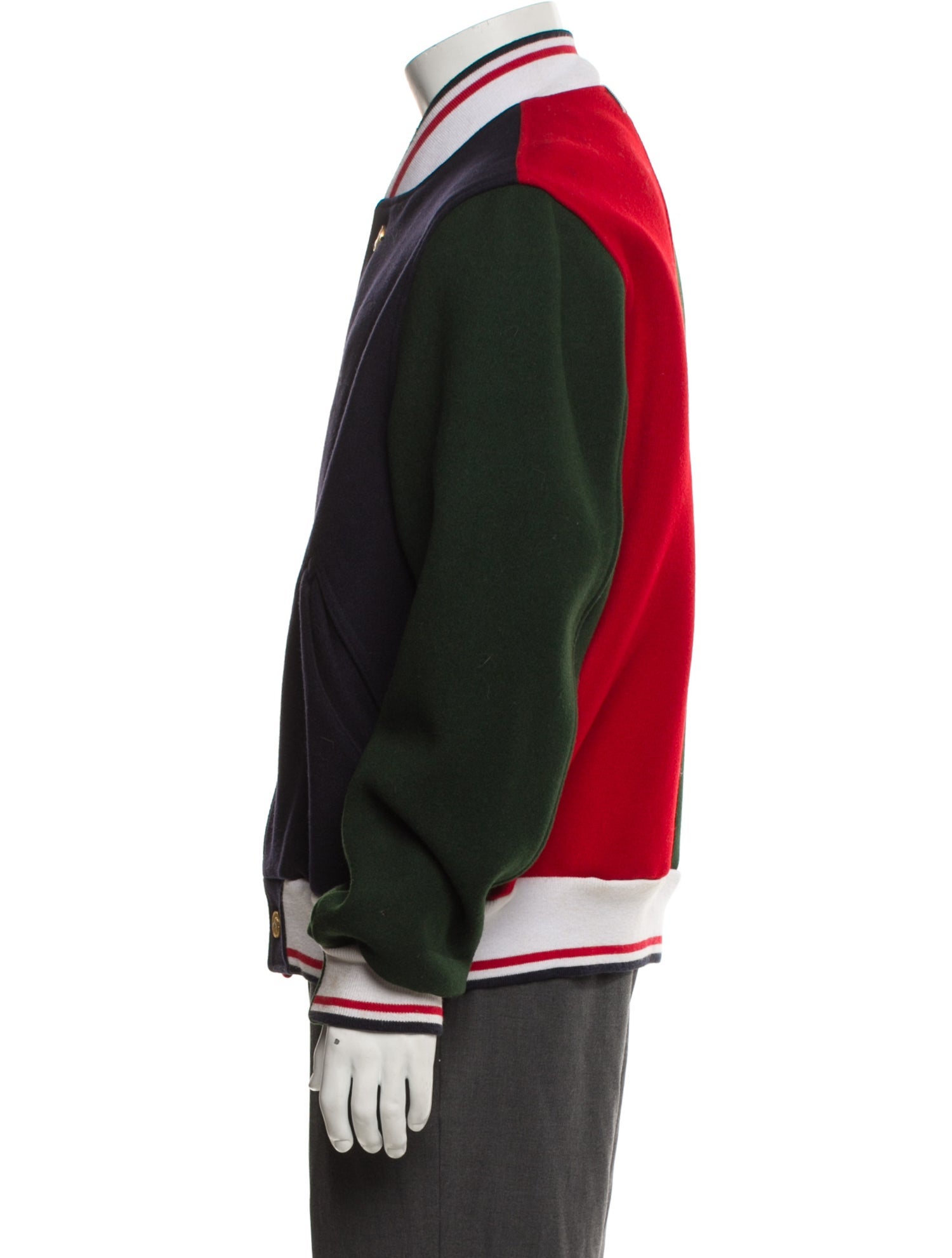 Thom Browne Wool Colorblock Pattern Varsity Jacket