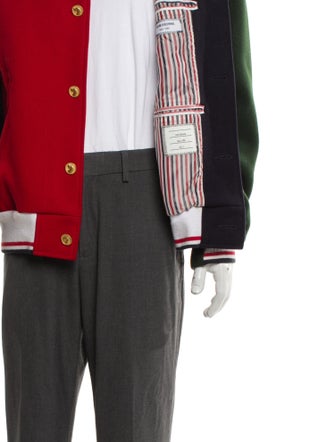 Thom Browne Wool Colorblock Pattern Varsity Jacket