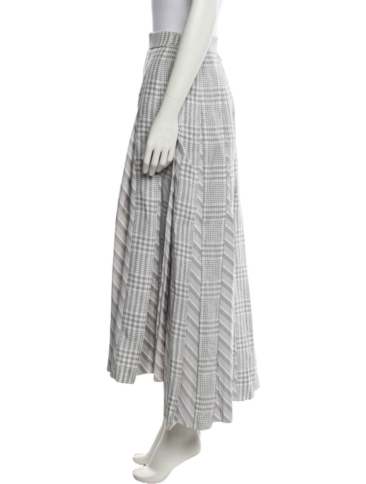 Thom Browne Plaid Print Midi Length Skirt